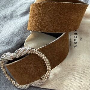 Sezane Elegant Brown Belt with Gold Accents